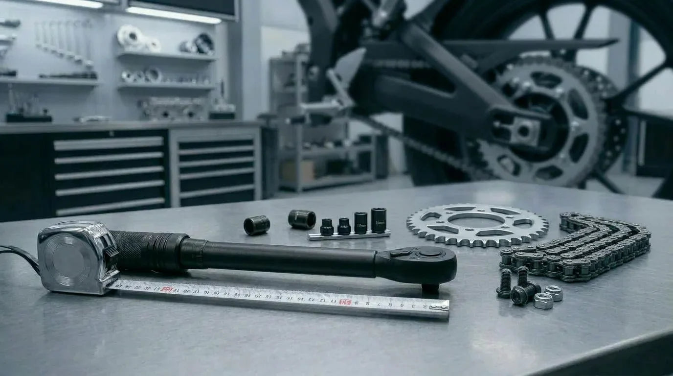 Comment serrer une couronne moto après pose d'une chaîne neuve ?