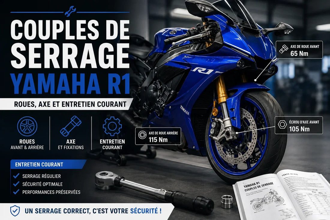 Couples de serrage Yamaha R1 : roues, axe et entretien courant