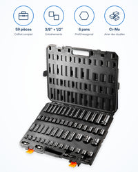 Coffret de douilles 1/2" et 3/8" Pro Acier Résistant