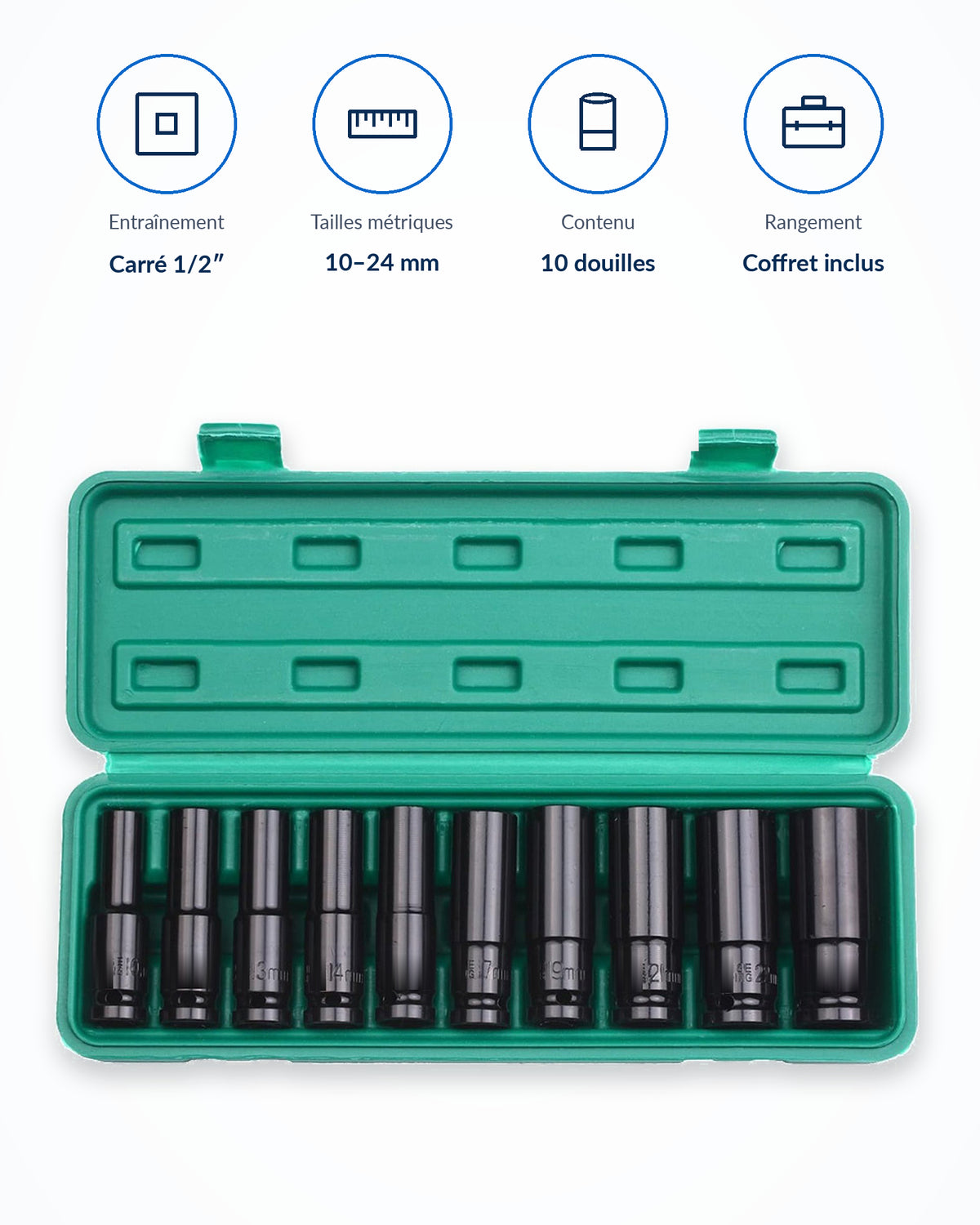 Coffret de douilles 1/2" Renforcées