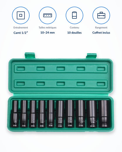 Coffret de douilles 1/2" Renforcées