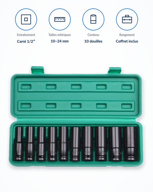 Coffret de douilles 1/2" Renforcées