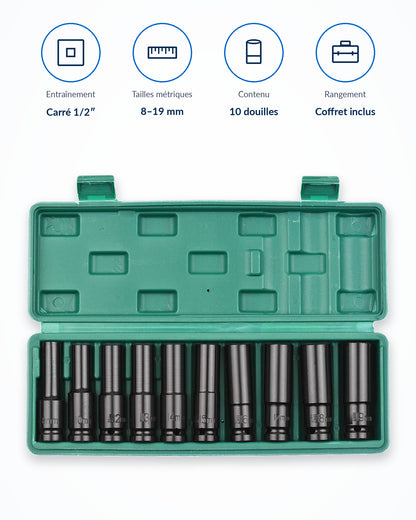 Coffret de douilles 1/2" Renforcées
