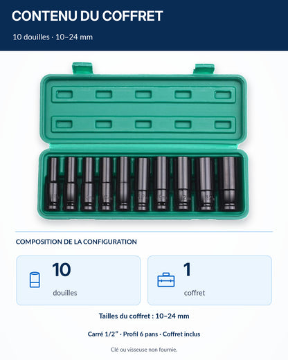 Coffret de douilles 1/2" Renforcées