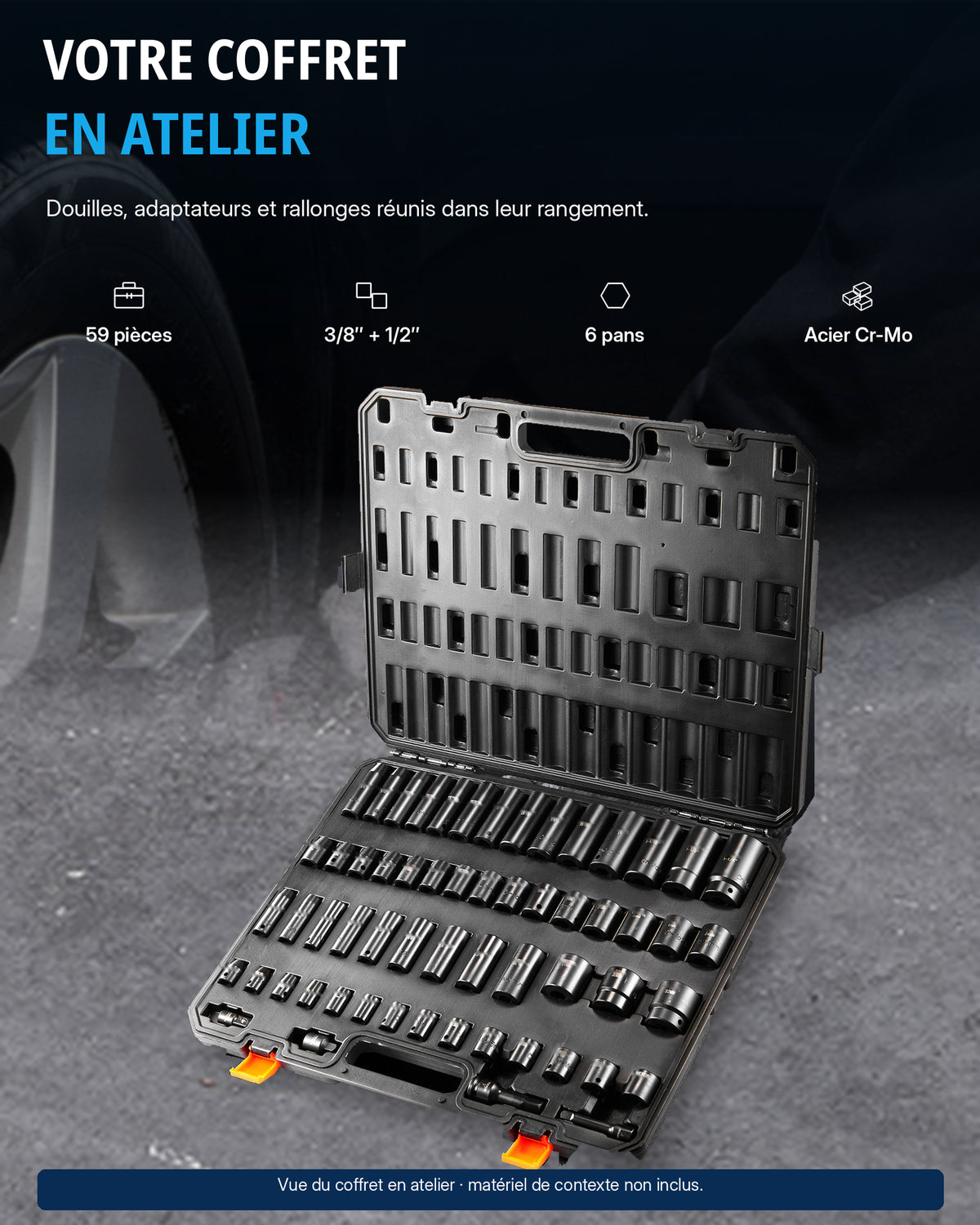 Coffret de douilles 1/2" et 3/8" Pro Acier Résistant