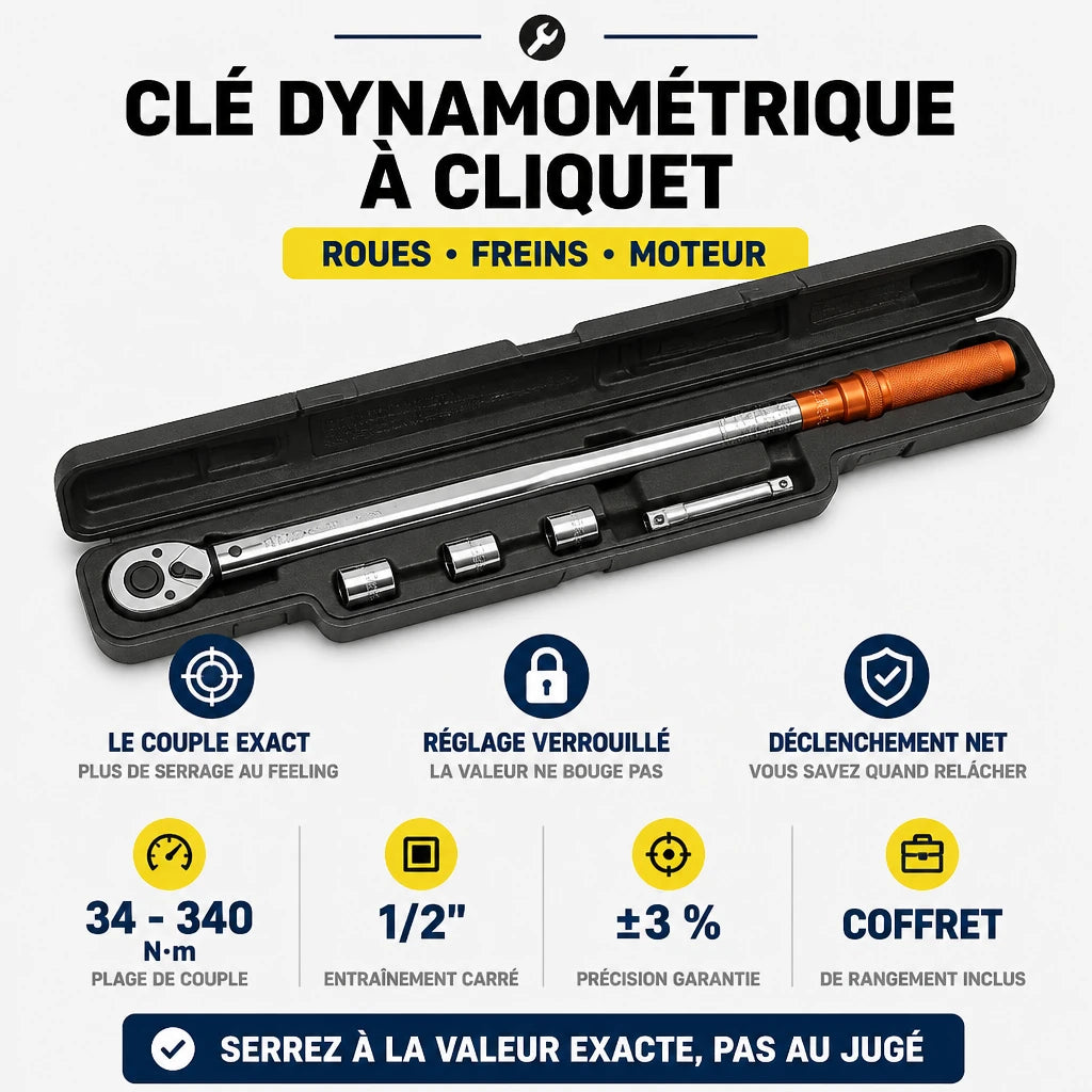 Clé Dynamométrique 1/2" Auto et Précision Certifiée