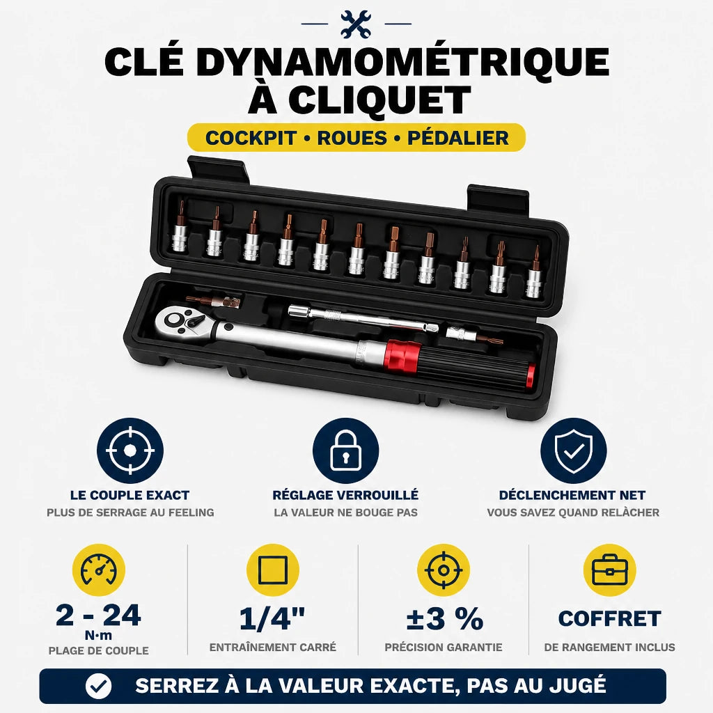 Clé Dynamométrique 1/4" Kit Entretien Vélo & Moto