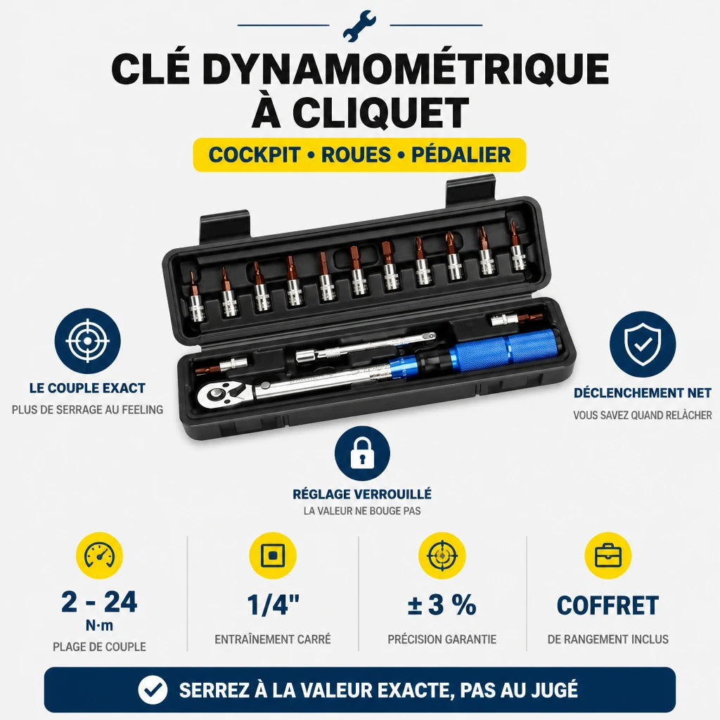 Clé Dynamométrique 1/4" Kit Spécial Vélo & Carbone