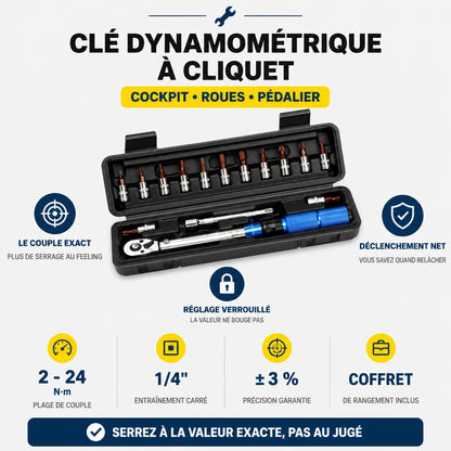 Clé Dynamométrique 1/4" Kit Spécial Vélo & Carbone