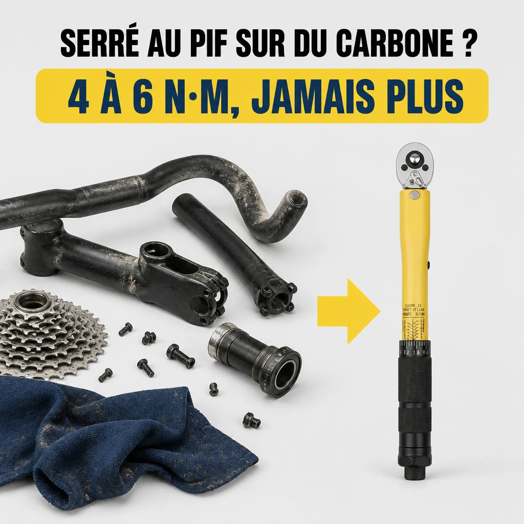 Clé Dynamométrique 1/4" Sécurité Vélo Carbone & Alu