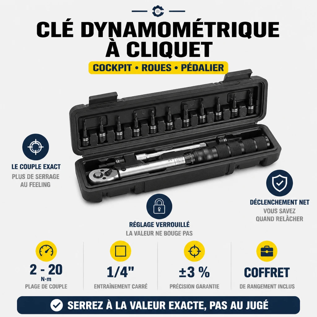 Clé Dynamométrique 1/4" Spéciale Vélo Kit Carbone