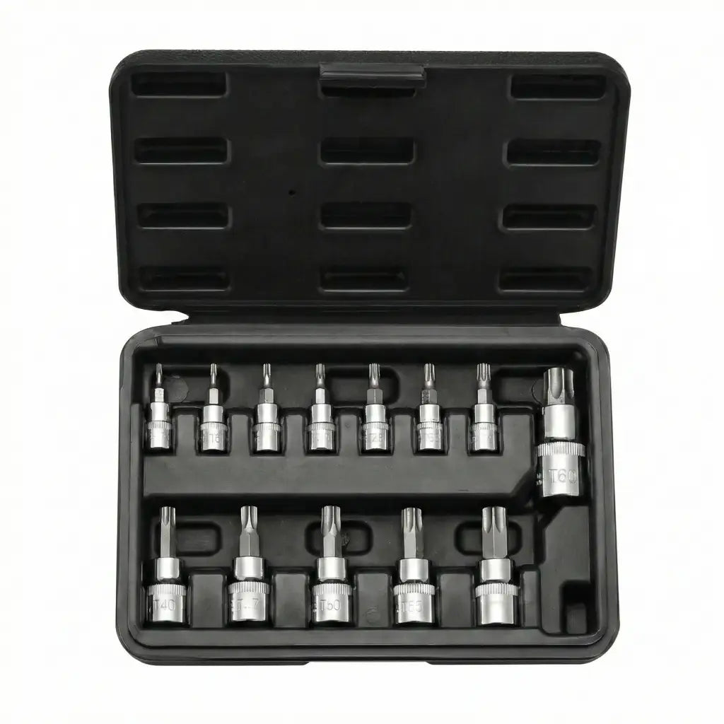 Coffret de douilles embouts Torx 1/4", 3/8" et 1/2" Acier Renforcé
