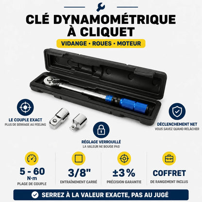 Clé dynamométrique 3/8" Mécanique Polyvalente