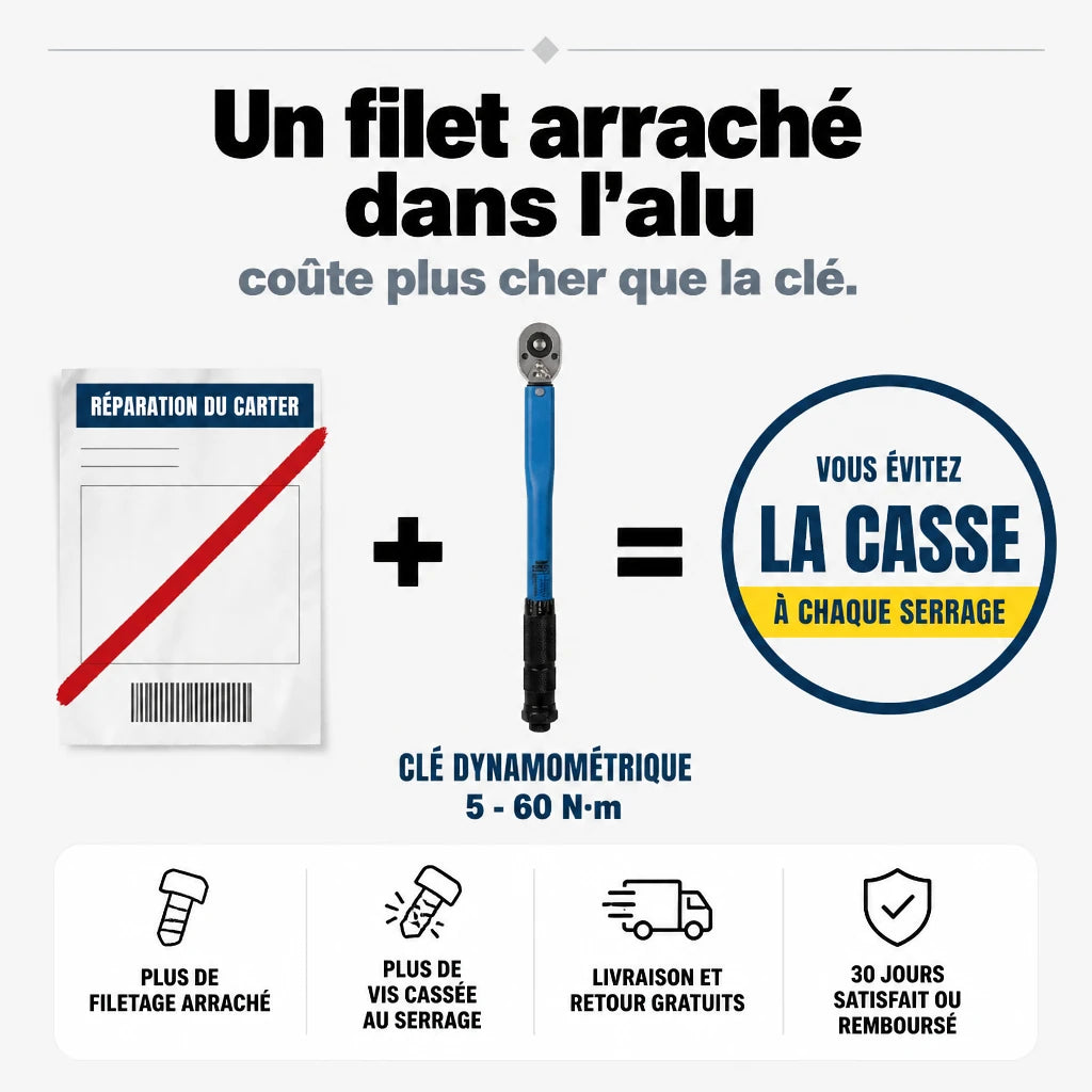 Clé Dynamométrique 3/8" Protection Filetages Aluminium