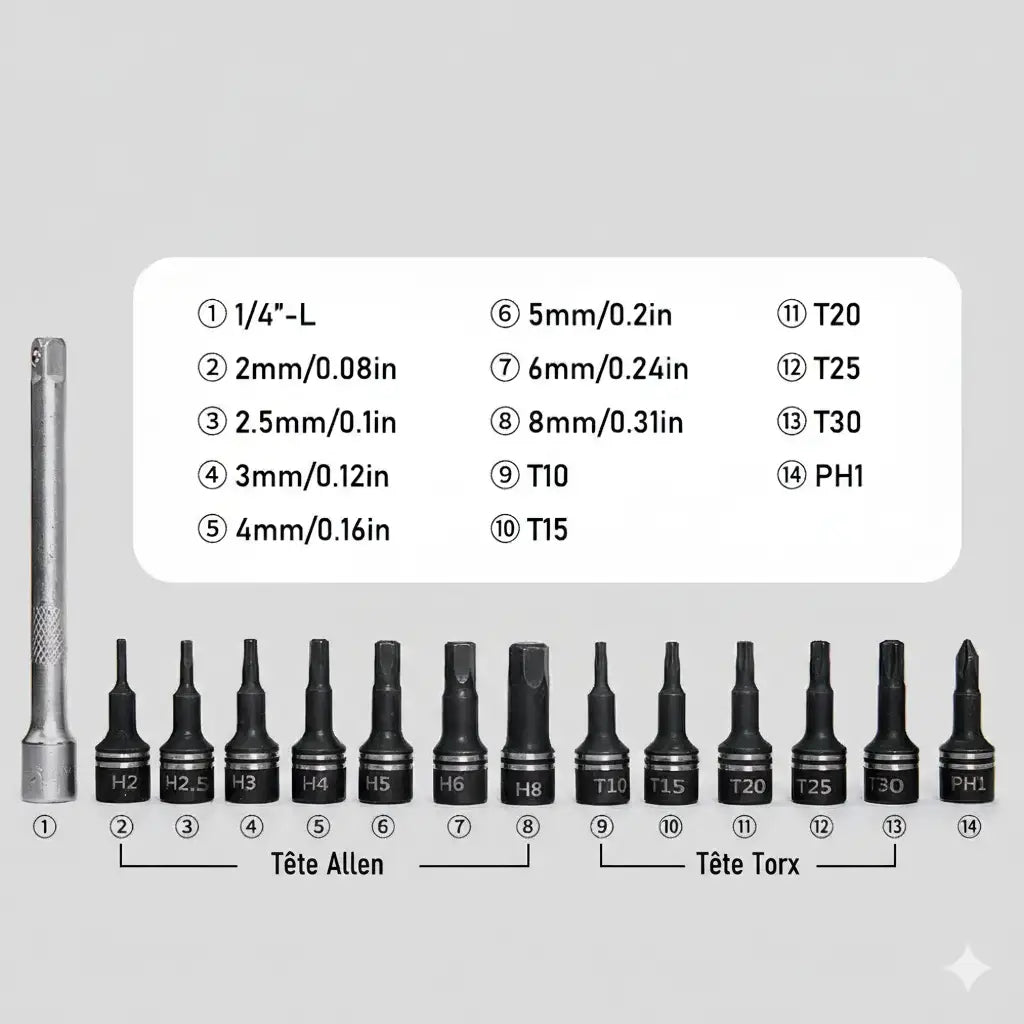 Clé Dynamométrique 1/4" Spéciale Vélo Kit Carbone
