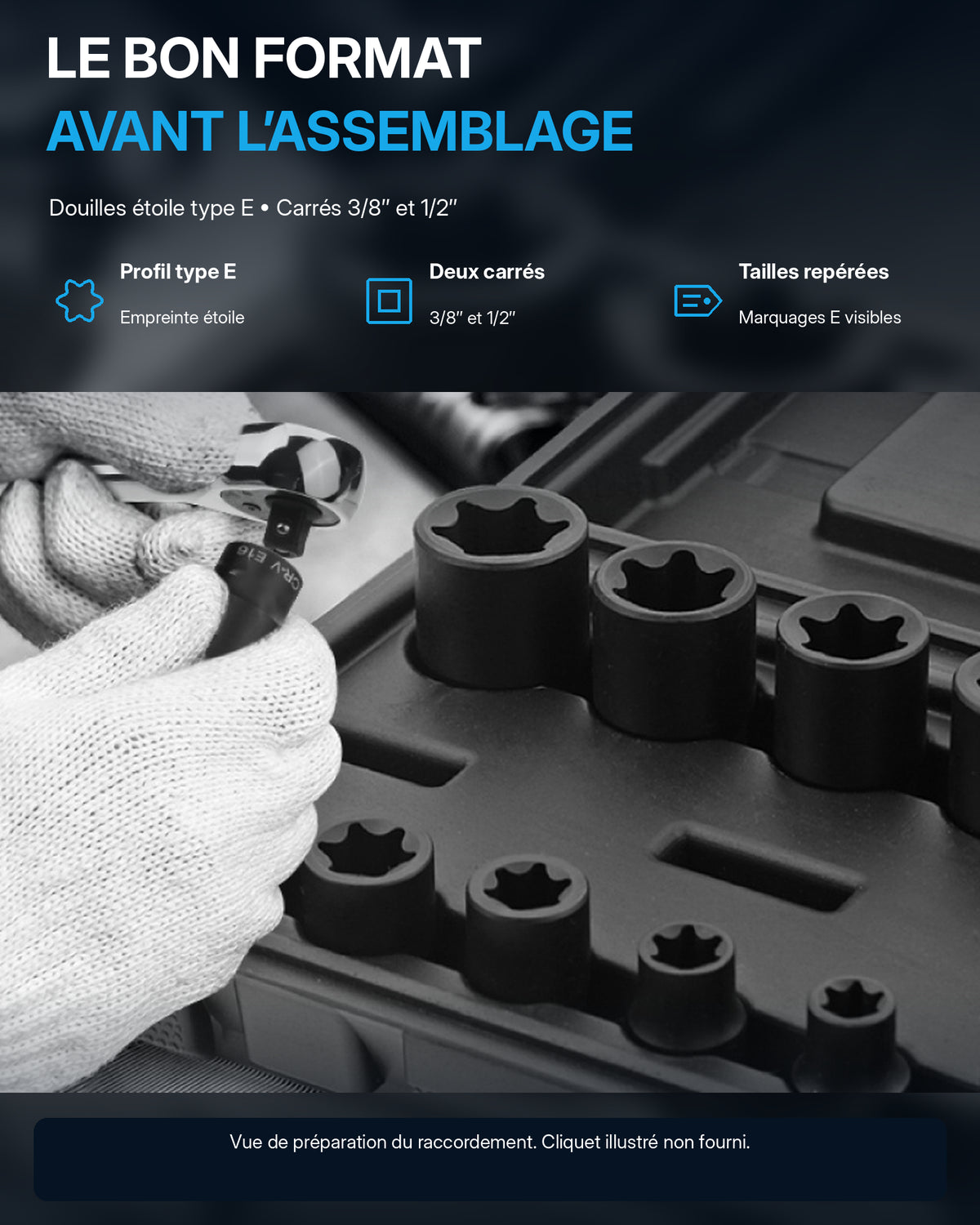 Coffret de douilles Torx 1/2" et 3/8" Acier Haute Résistance