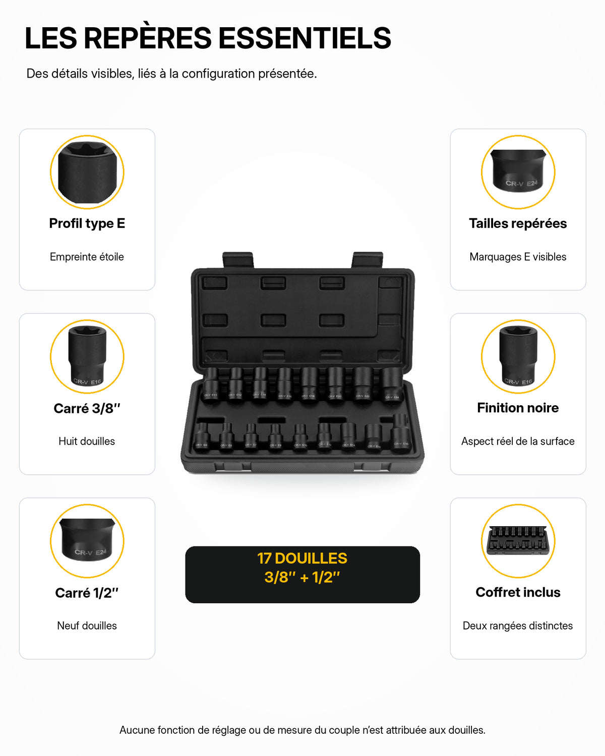 Coffret de douilles Torx 1/2" et 3/8" Acier Haute Résistance