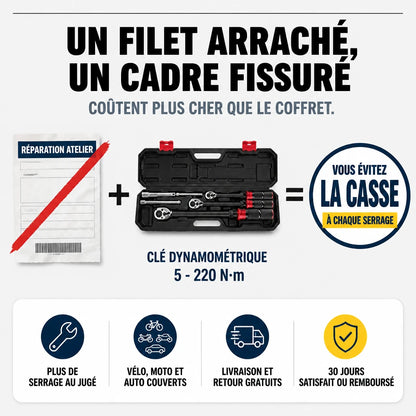 Clé Dynamométrique Coffret Kit Auto, Moto & Vélo