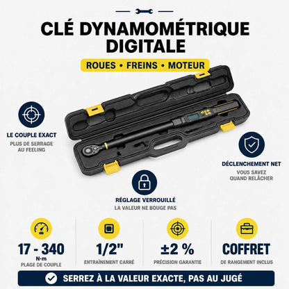 Clé Dynamométrique Digitale 1/2" Mécanique Lourde & Roues
