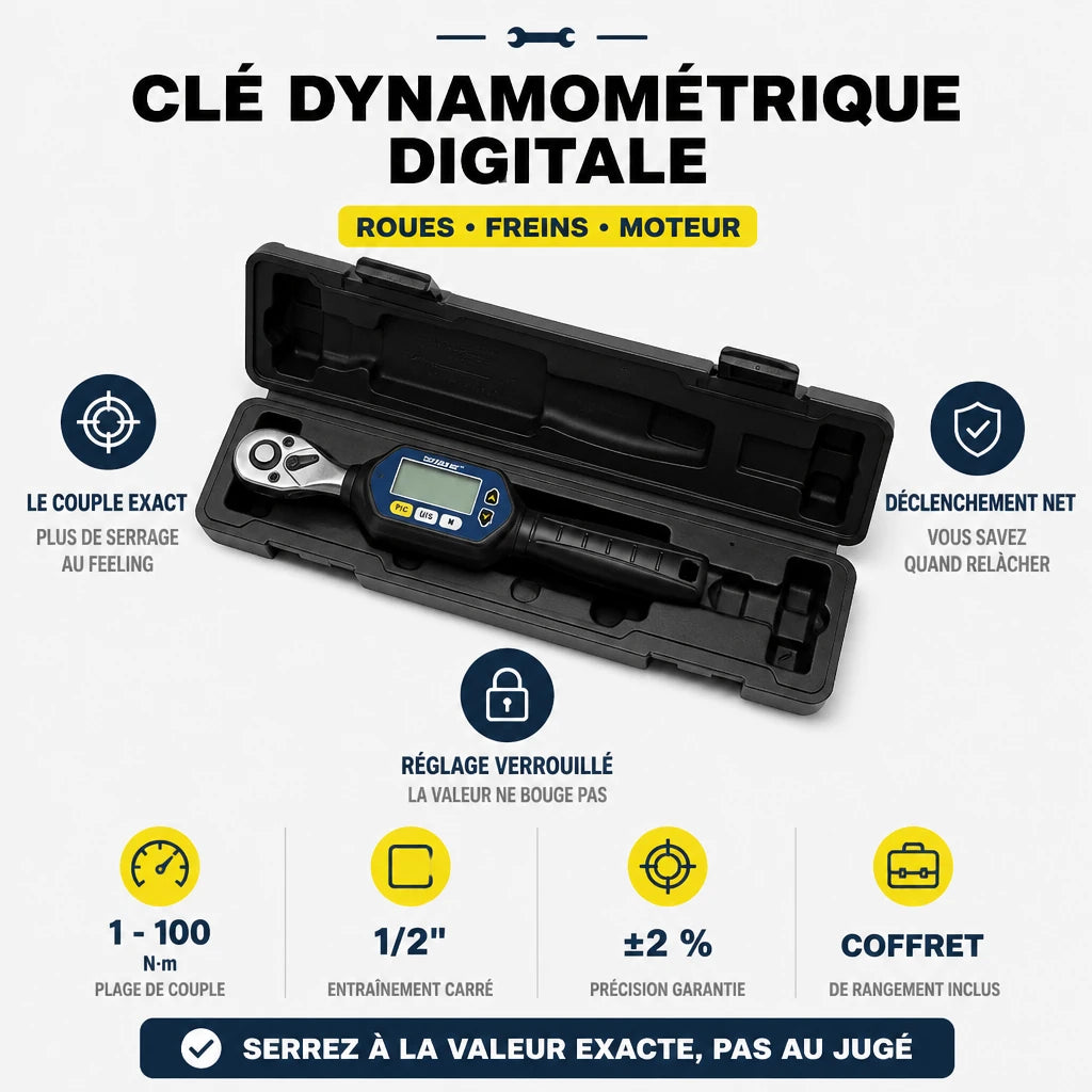 Clé Dynamométrique Digitale 1/2" Précision Auto Moteur & Châssis