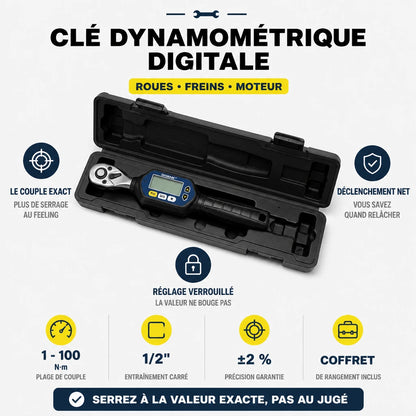 Clé Dynamométrique Digitale 1/2" Précision Auto Moteur & Châssis
