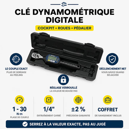Clé Dynamométrique Digitale 1/4" Vélo Carbone & VTT
