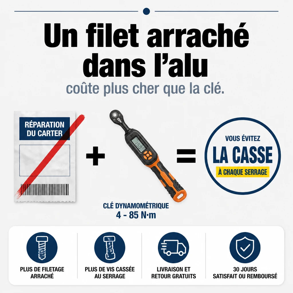 Clé Dynamométrique Digitale 3/8" Serrage Polyvalent Moto & Moteur