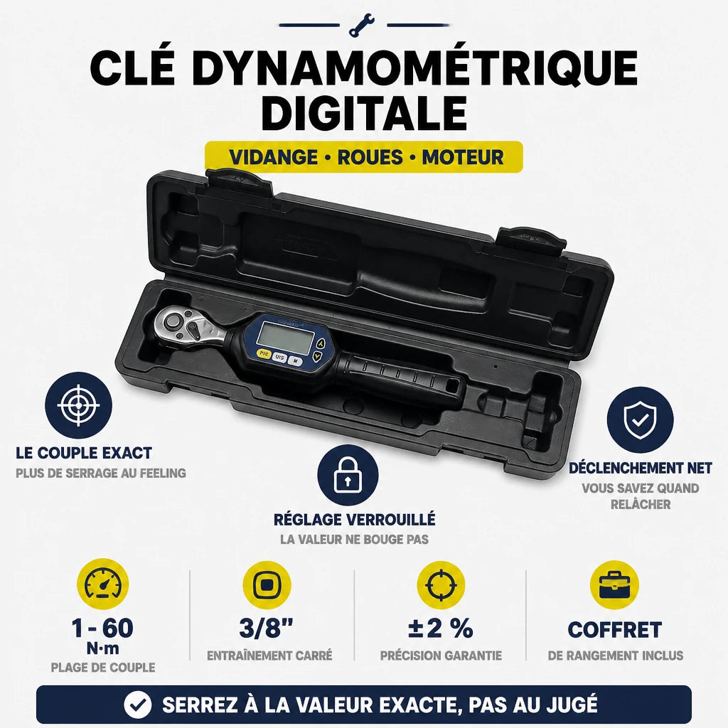 Clé Dynamométrique Digitale 3/8" Spécial Moteur & Moto