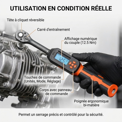 Clé Dynamométrique Digitale 3/8" Serrage Polyvalent Moto & Moteur — serrage moteur (12.5 Nm)
