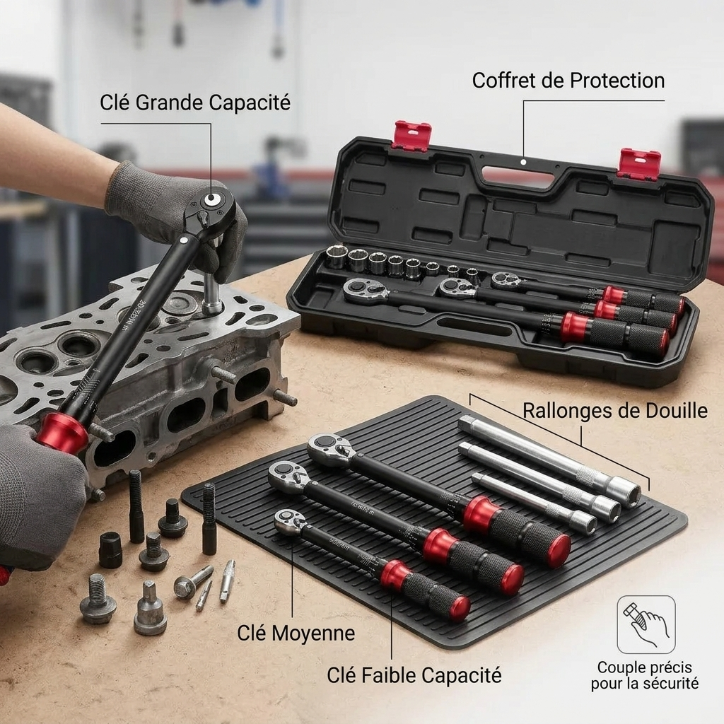 Clé Dynamométrique Coffret Kit Auto, Moto & Vélo — serrage de culasse