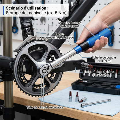 Clé Dynamométrique 3/8" Maintenance Cycle & Moto — serrage de pédalier (5 Nm)