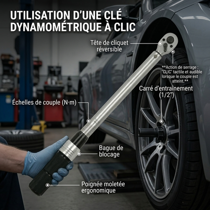 Clé Dynamométrique 1/2" L'Outil Unique Auto & Moto — serrage des écrous de roue