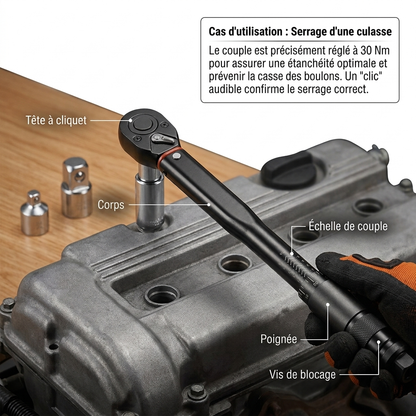 Clé Dynamométrique 3/8" Spécial Visserie Sensible — serrage de culasse (30 Nm)