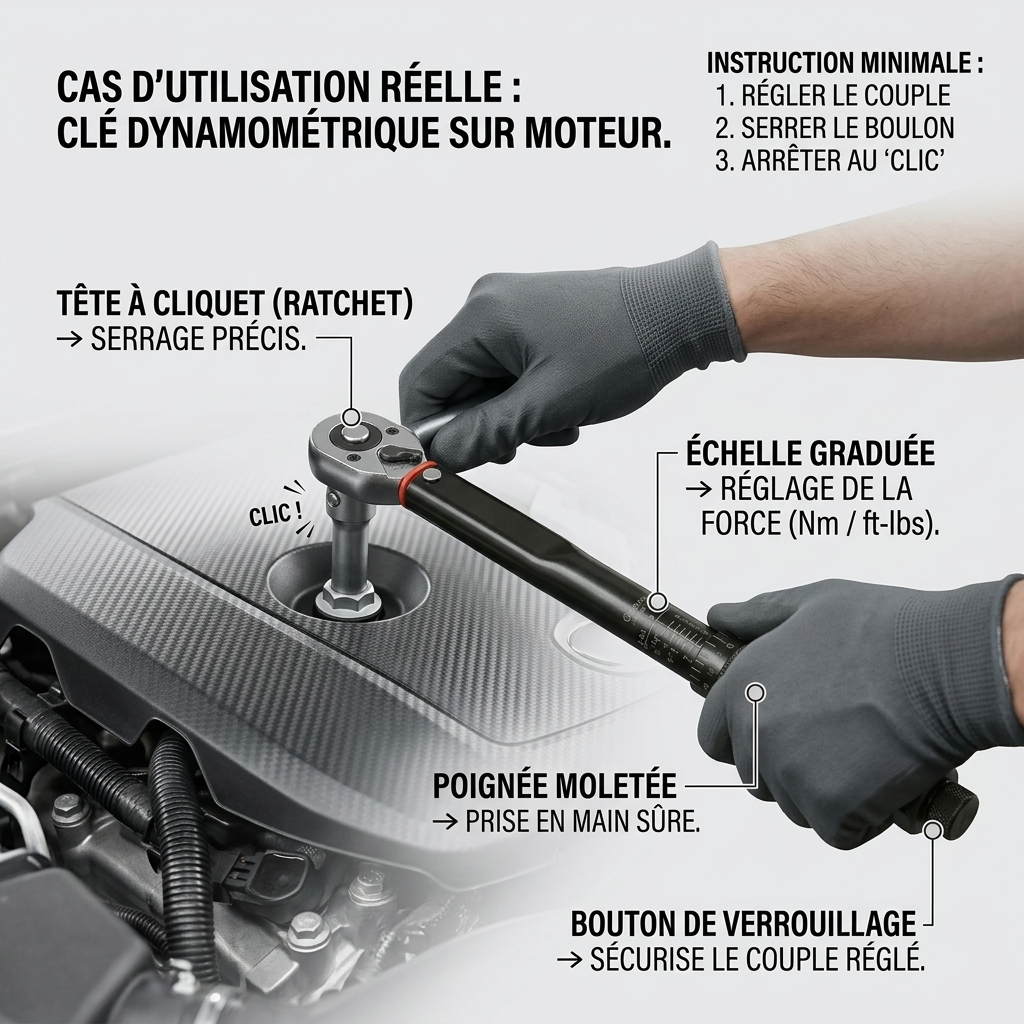 Clé Dynamométrique 3/8" Standard Pro Maintenance — serrage moteur