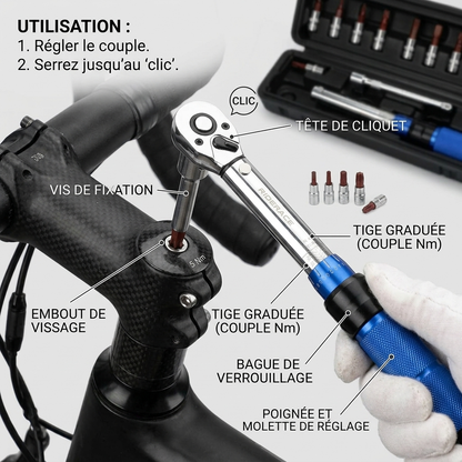 Clé Dynamométrique 3/8" Serrage Précis Vélo & Moto — serrage de potence vélo (5 Nm)