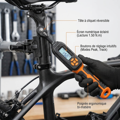 Clé Dynamométrique Digitale 1/4" Kit Précision Ultime — entretien vélo (1.50 N.m)