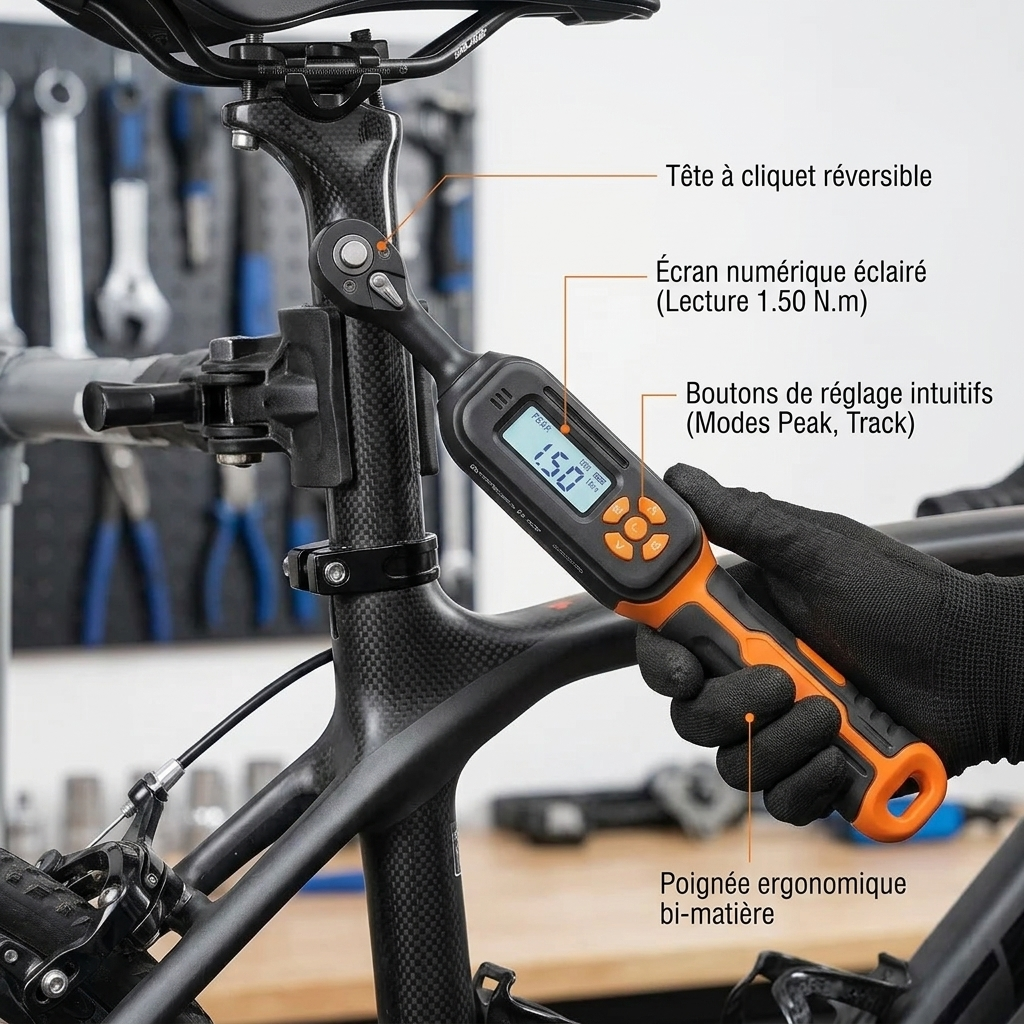 Clé Dynamométrique Digitale 3/8" Entretien Moto et Vélo — entretien vélo (1.50 N.m)