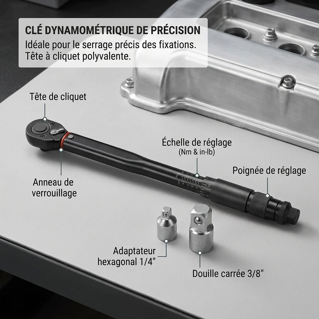Clé dynamométrique 3/8" Mécanique Polyvalente — présentation atelier