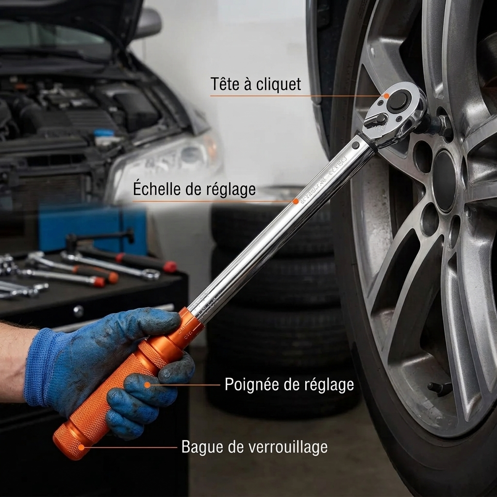 Clé Dynamométrique 1/2" Précision Certifiée — serrage des écrous de roue
